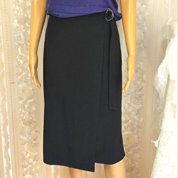 Banana Republic Black Faux Wrap Pencil Skirt NWOT - Picture 1 of 5